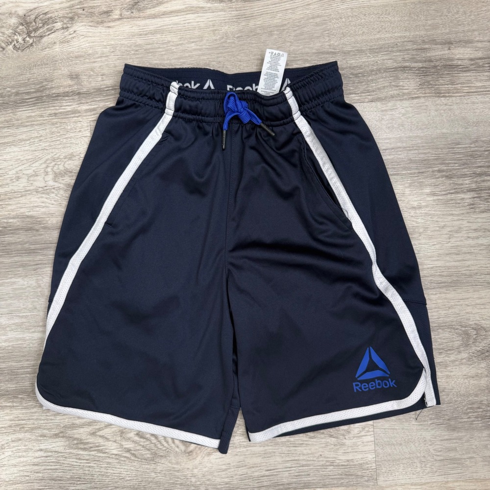 Reebok Boys Navy‎ Blue Athletic Mesh Shorts Size 8 Medium Activewear Drawstring